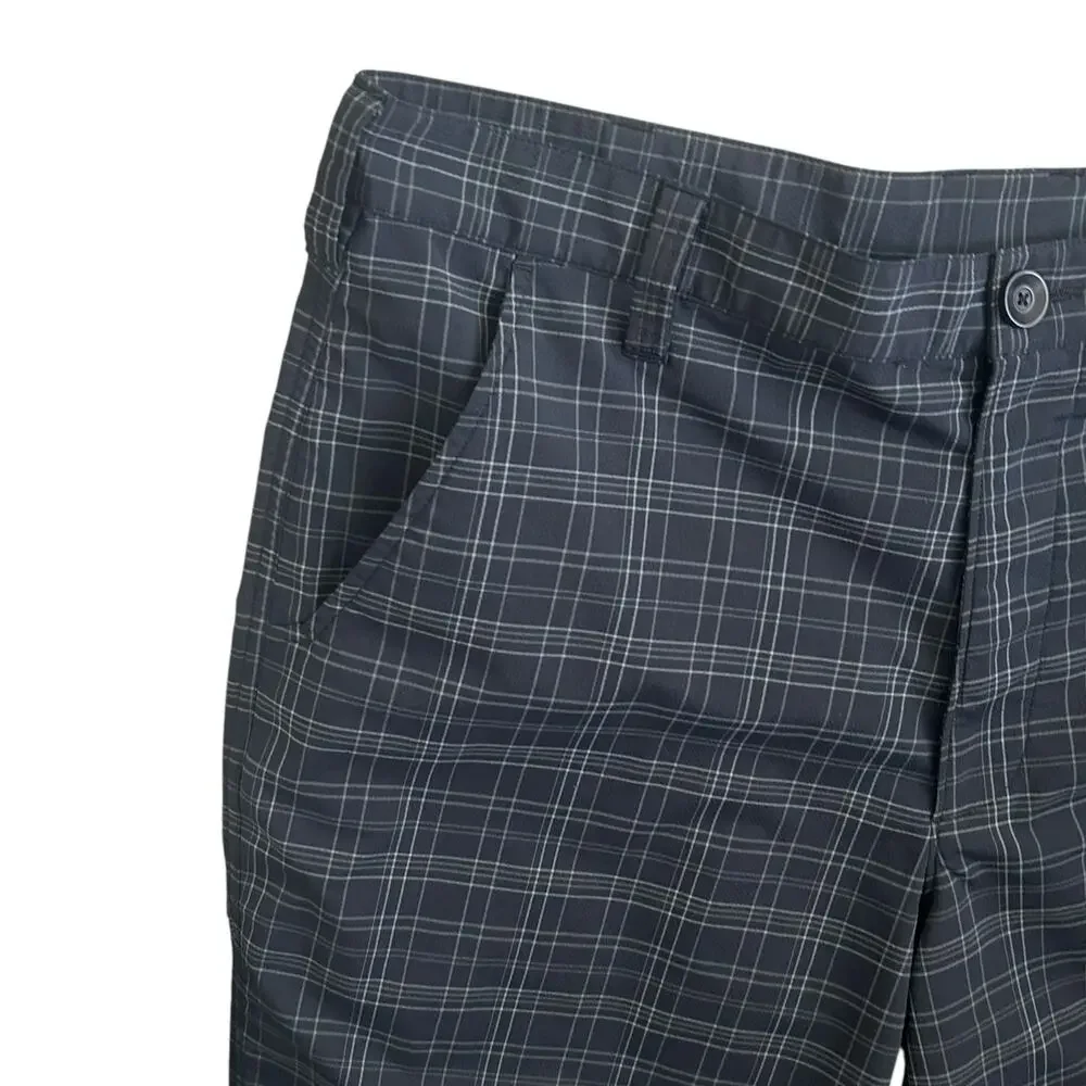 Under Armour Men Performance Shorts 36 Black‎ Plaid Comfort Athletic Activewear